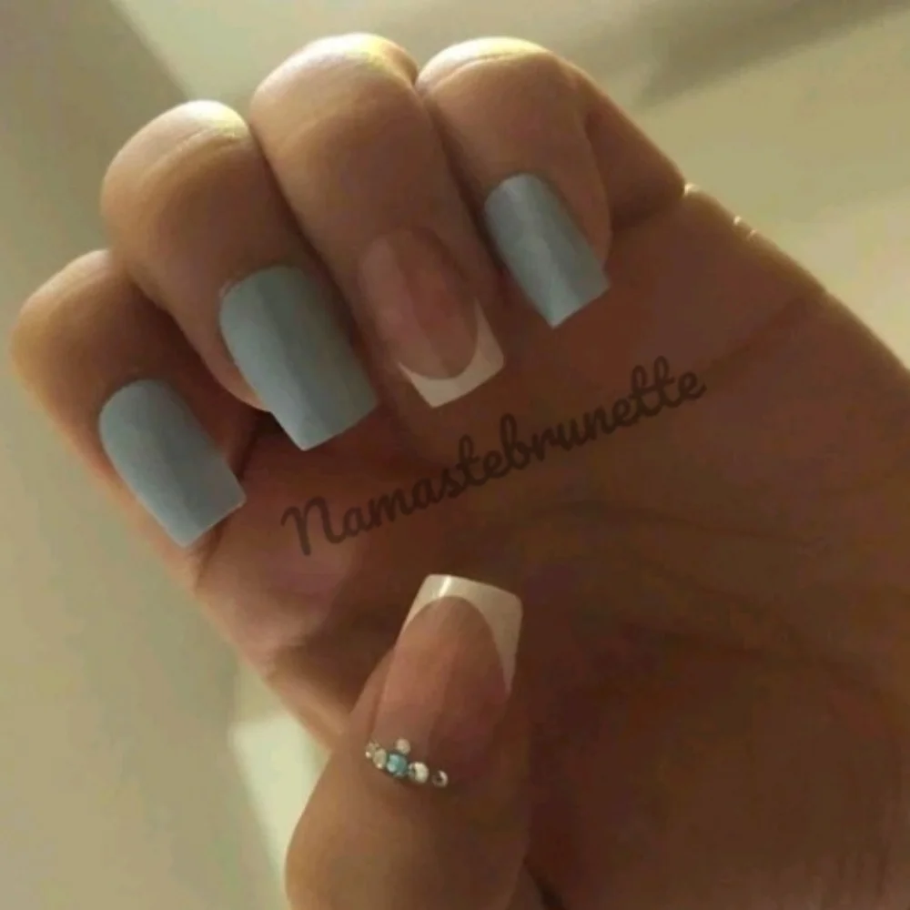 2/$16 Rhinestone Blue Long Press On Nails